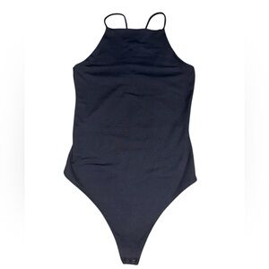 Abercrombie & Fitch Soft AF Black Bodysuit Medium High Neck Thong Basic